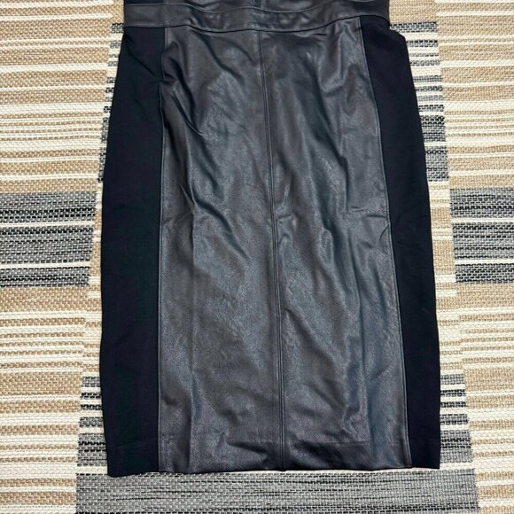 Spanx Women Leather-Like Combo Fitted Dress Sleeveless Luxe Black Size XL - Picture 6 of 14